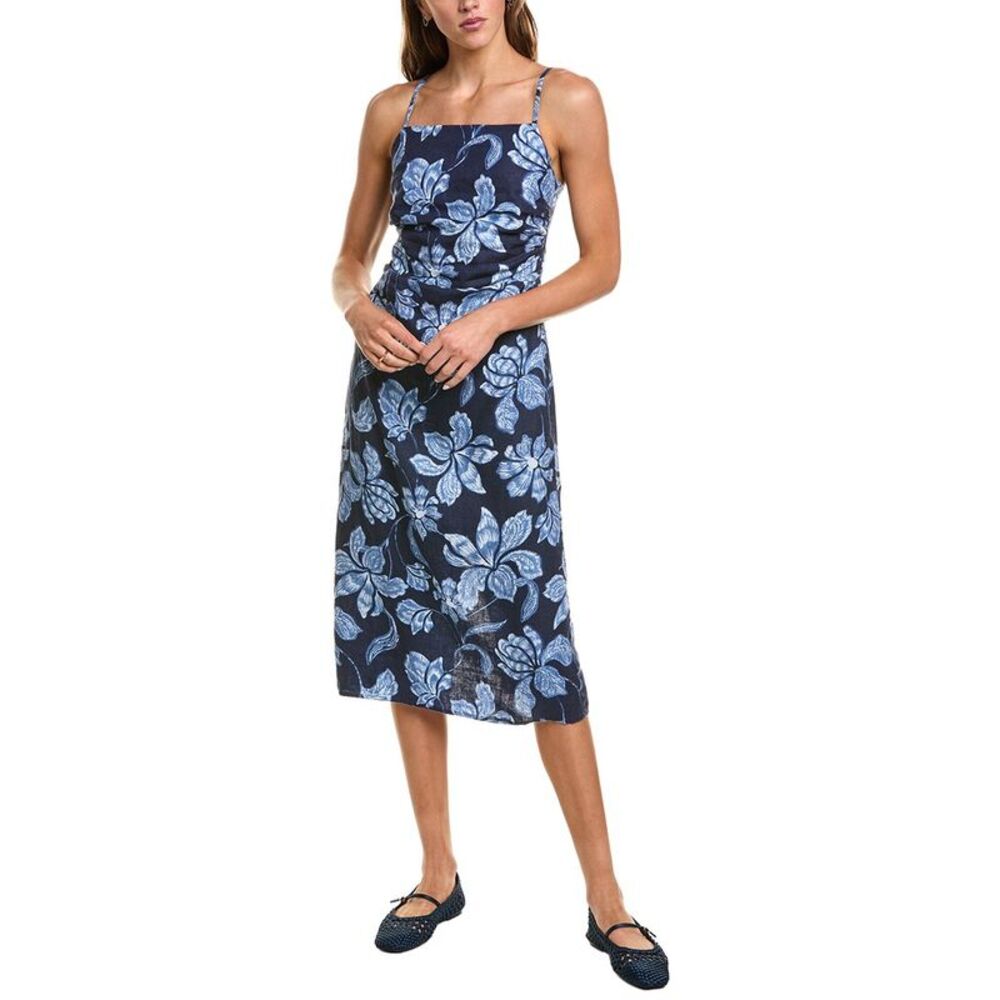 Madewell Womens Sharona Linen Midi Dress, Blue